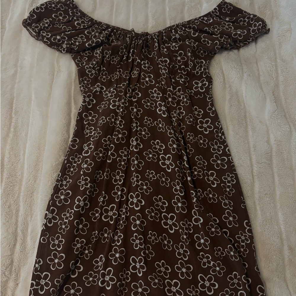 Brown off The Shoulder Mini Dress